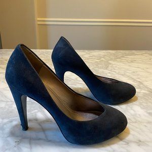 BCBGeneration Navy Blue Suede Heels, 8
